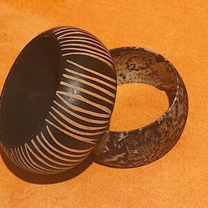Statement Black & Gold Striped Bangle Bracelet | Chunky Resin Artisan Style